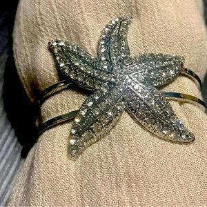 Silver Rhinestone Starfish Bracelet